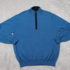 FootJoy Sweater Mens Large Blue FJ 1/4 Zip 100% Wool Golf Pullover Sweatshirt